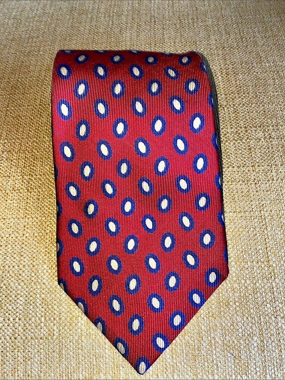 VTG 90s Banana Republic Made in Italy 100% Silk Geometric Oval Dot Tie